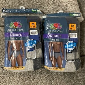 NWT Men’s Fruit of the Loom Mid Rise Briefs TWO packs of SIX Medium 32-34 inches